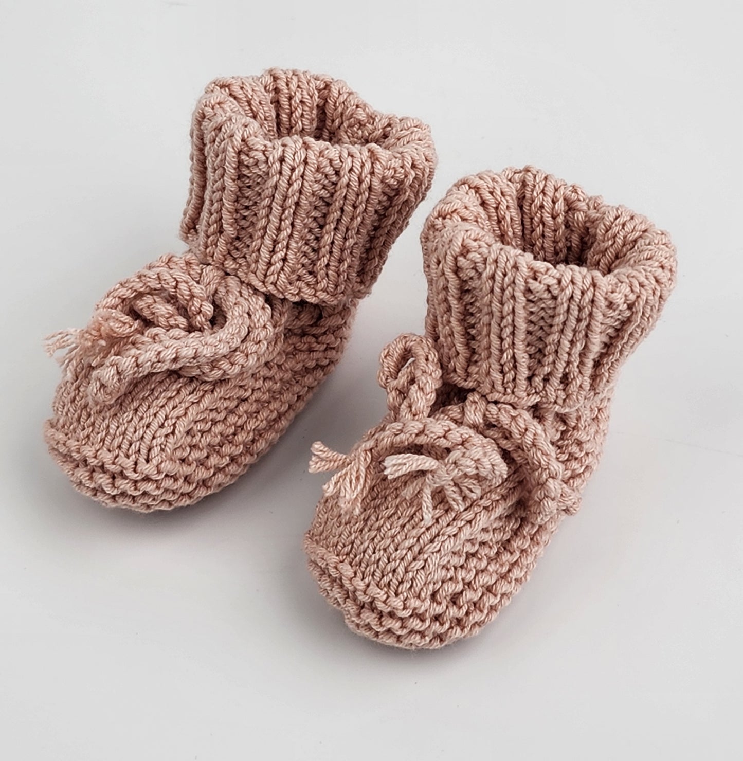 Handmade Knitted Baby Booties - Powder Pink