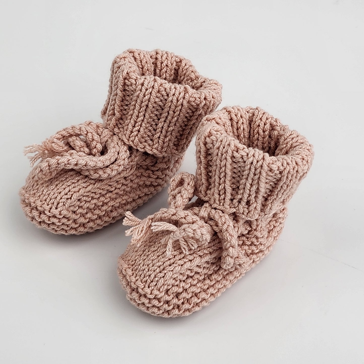 Handmade Knitted Baby Booties - Powder Pink
