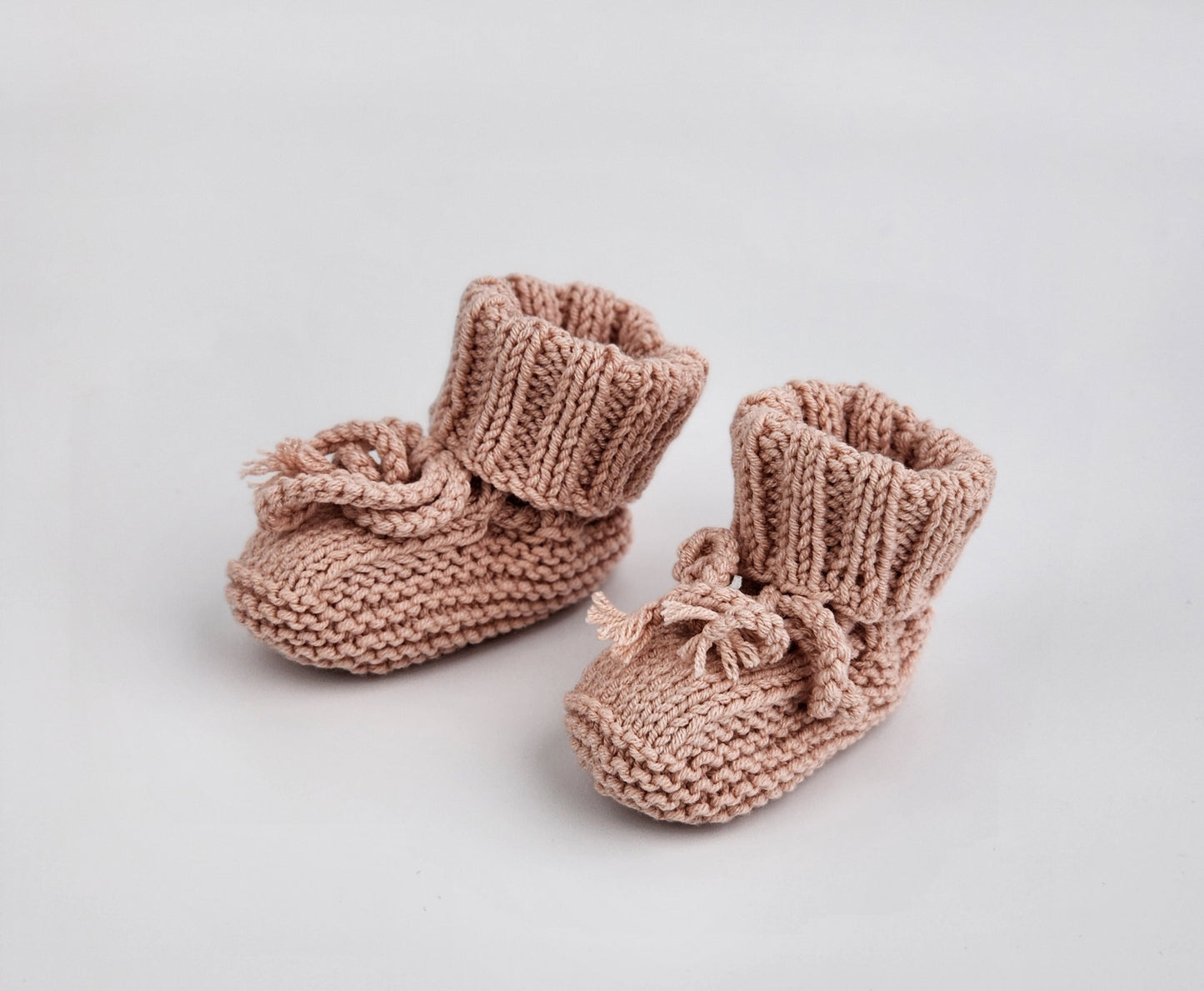 Handmade Knitted Baby Booties - Powder Pink