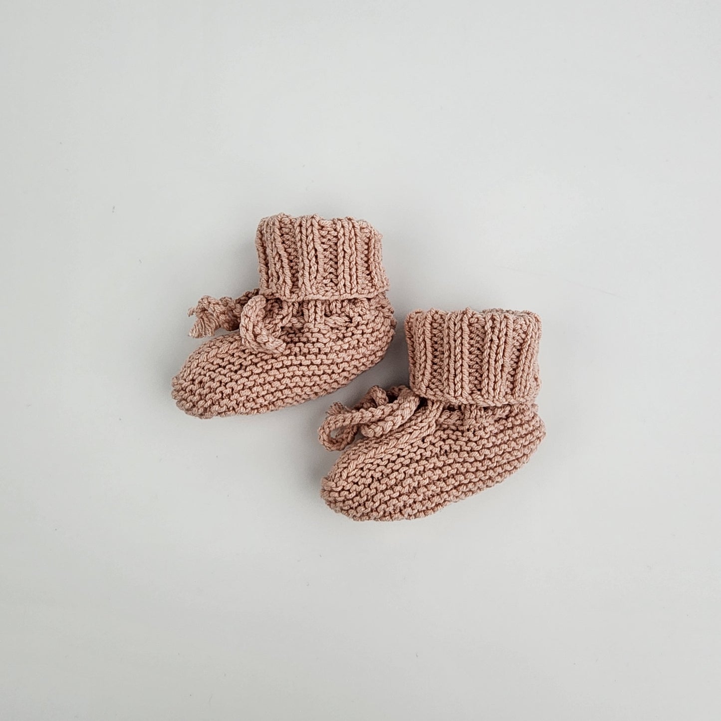 Handmade Knitted Baby Booties - Powder Pink
