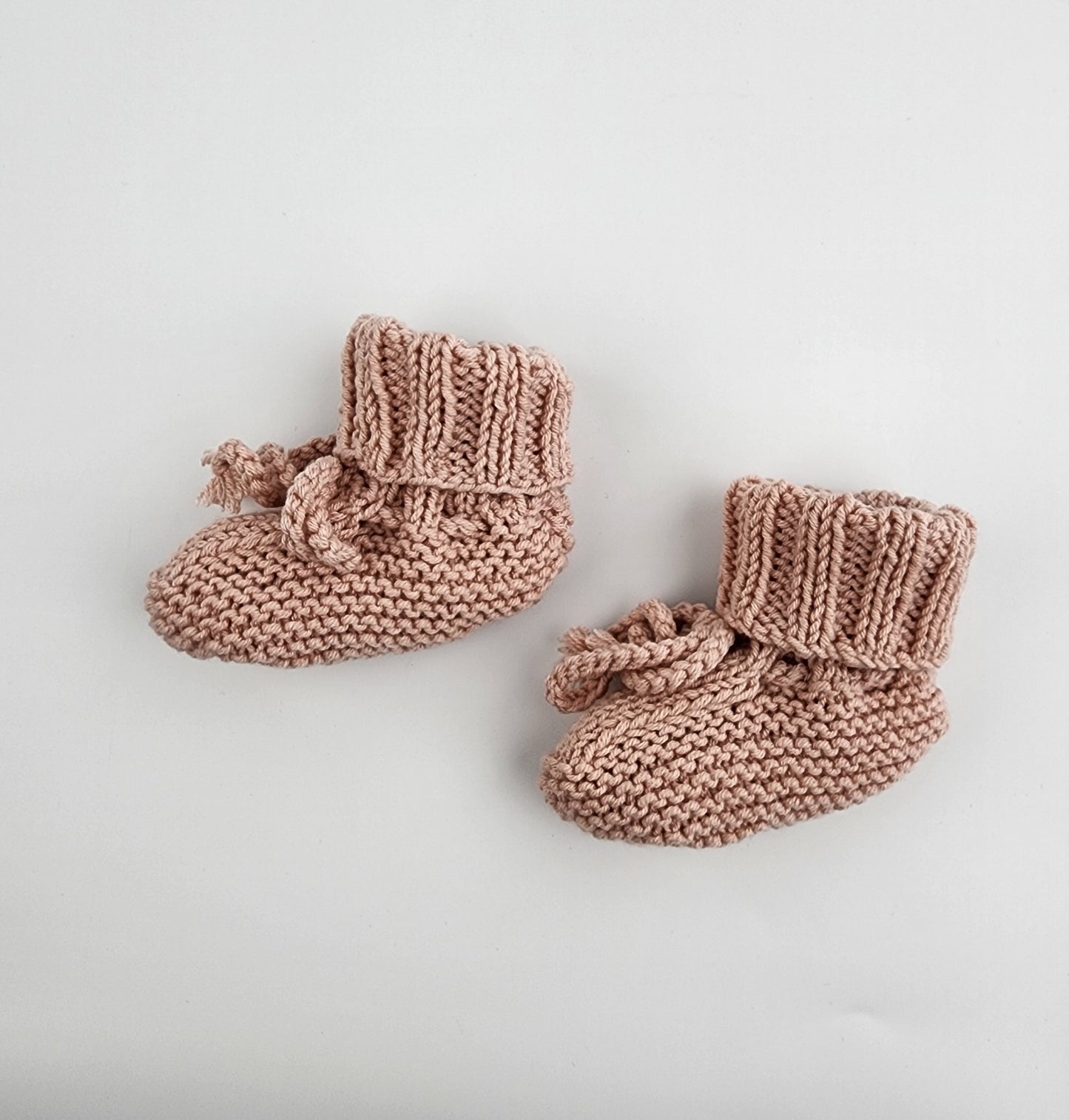 Handmade Knitted Baby Booties - Powder Pink
