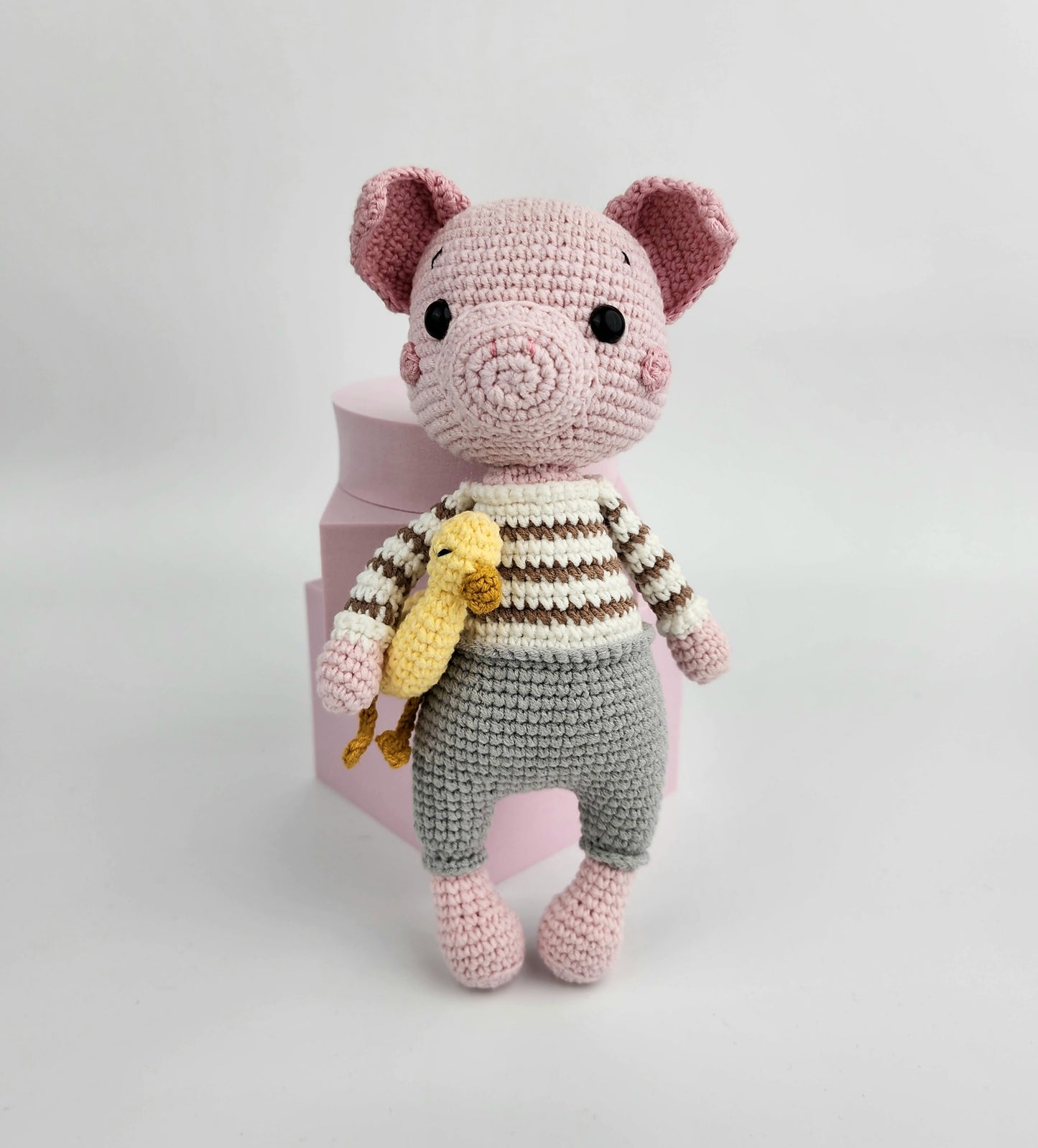 Peter the Pig - Handmade Crochet Soft Toy - Ready to Ship