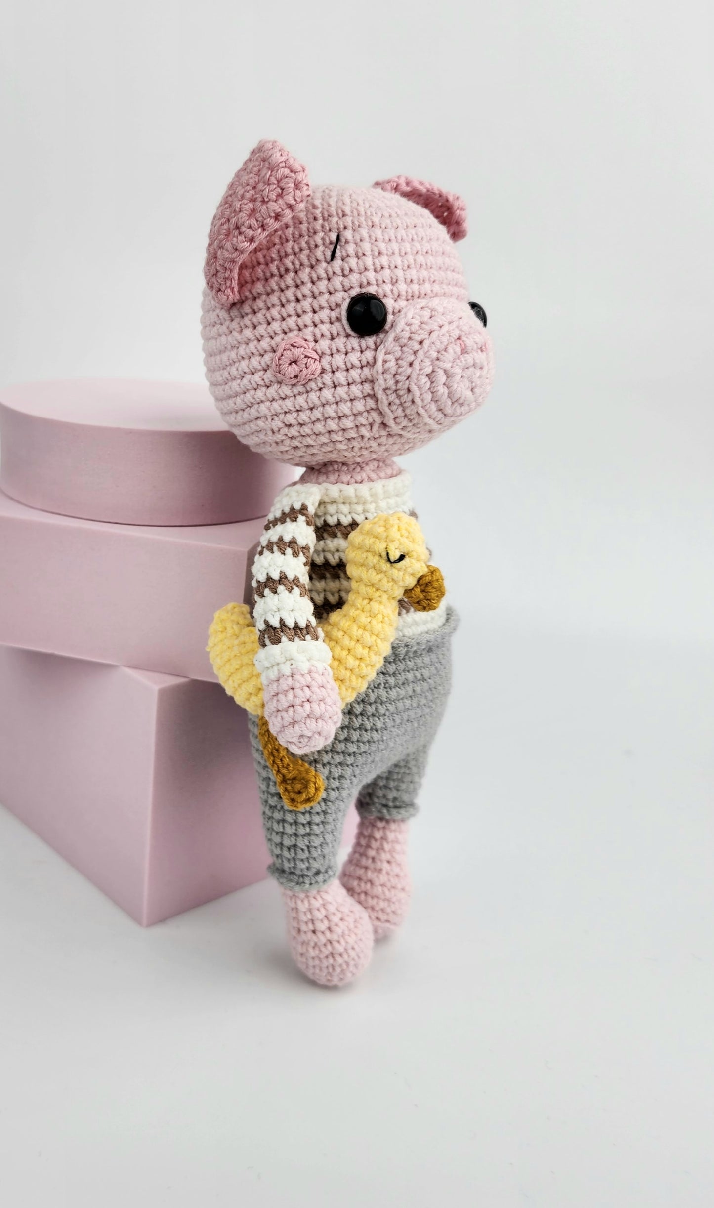 Peter the Pig - Handmade Crochet Soft Toy - Ready to Ship