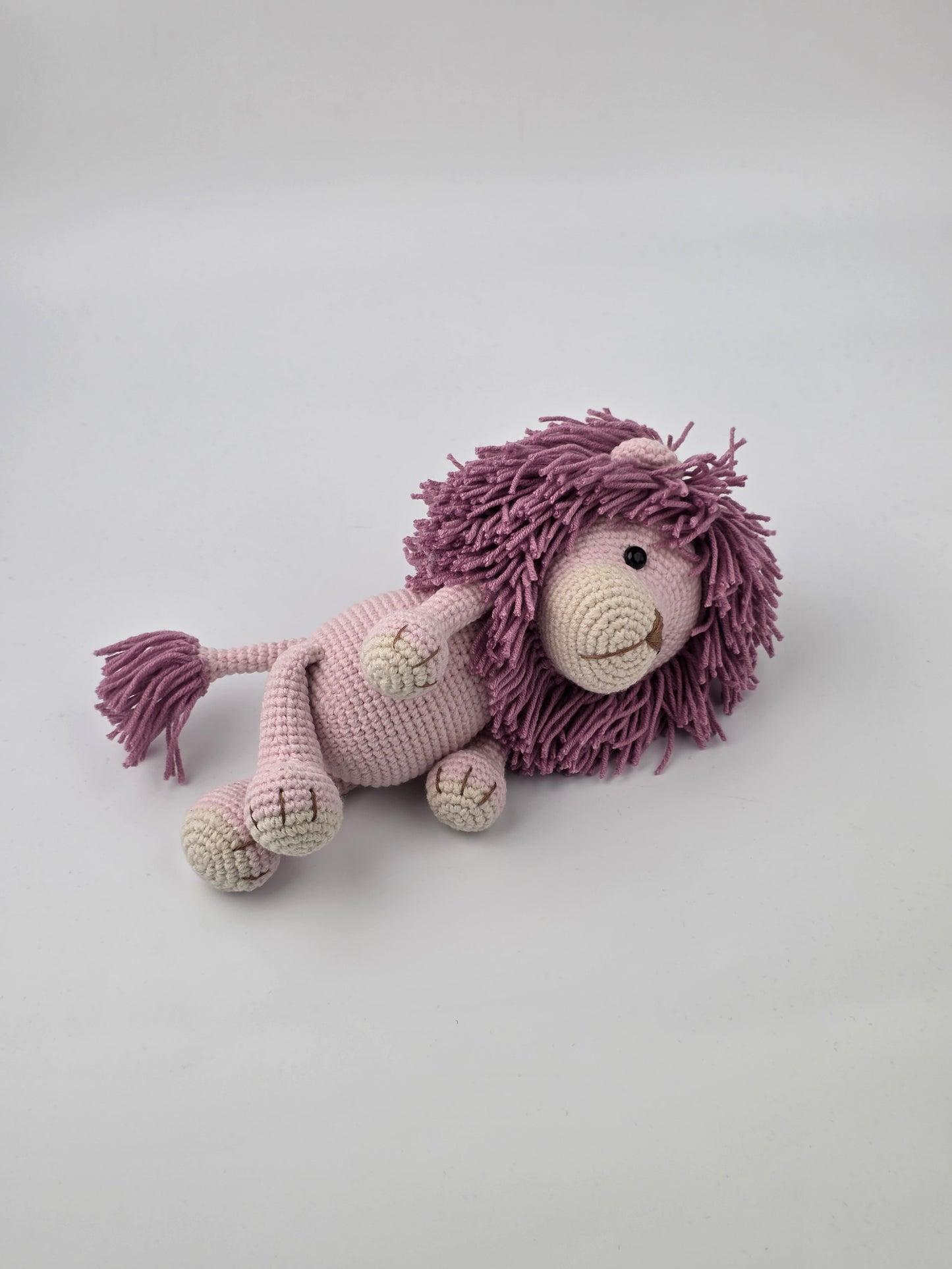 Pre-Order - Leo the Lion in Pink Handmade Amigurumi Crochet Soft Toy