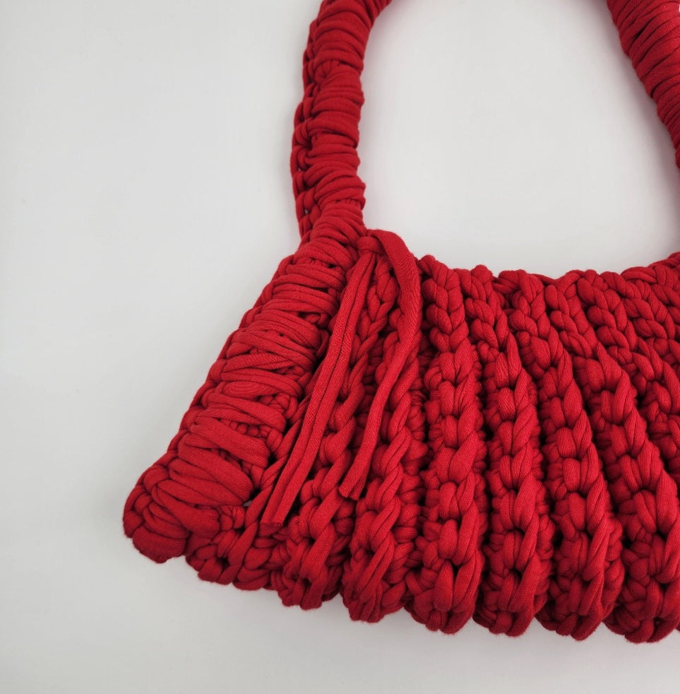 Shoulder Bag crochet in vibrant red Ready to Ship