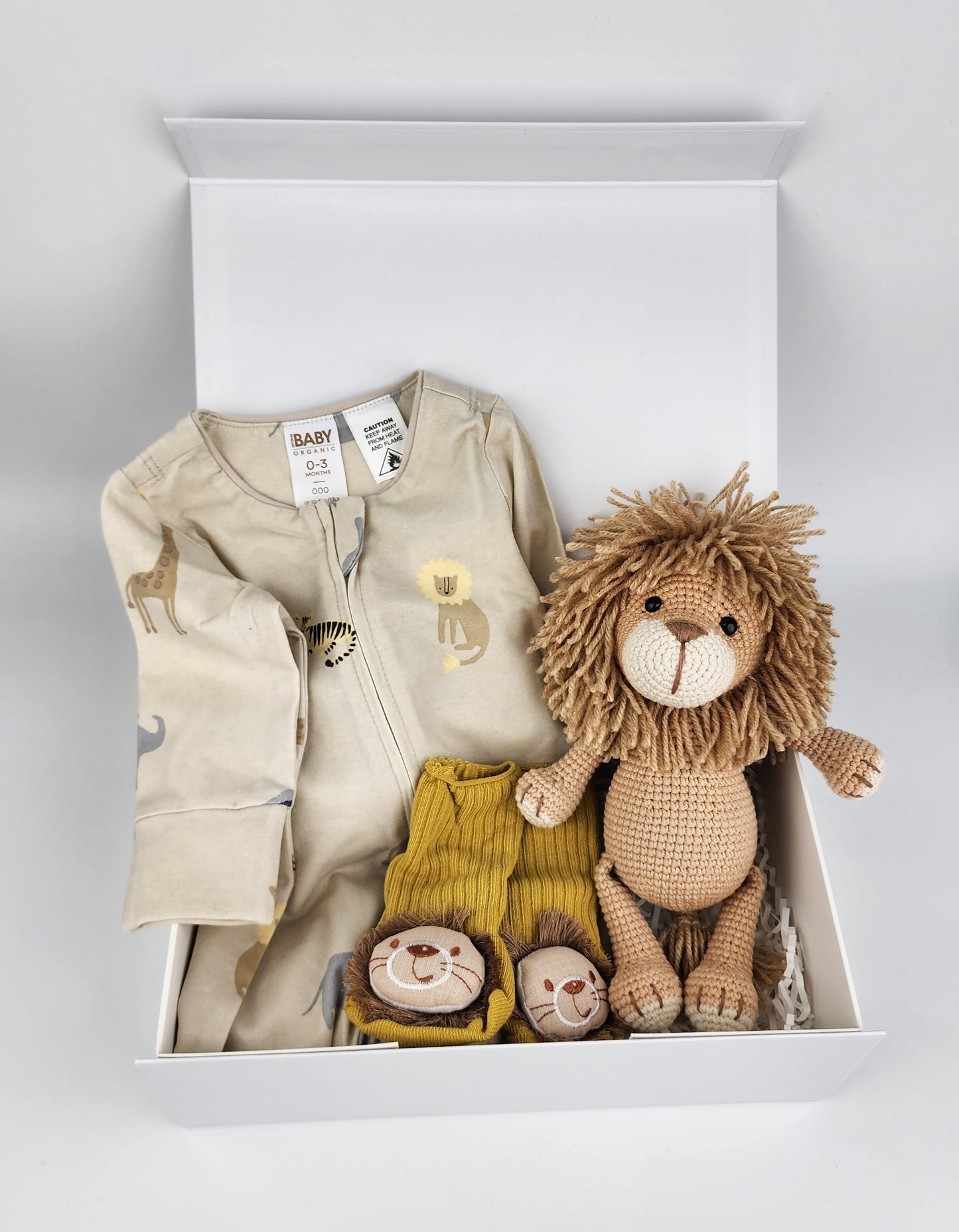 Lion Baby Gift Box Hamper - Handmade Soft Toy - Ready to Ship