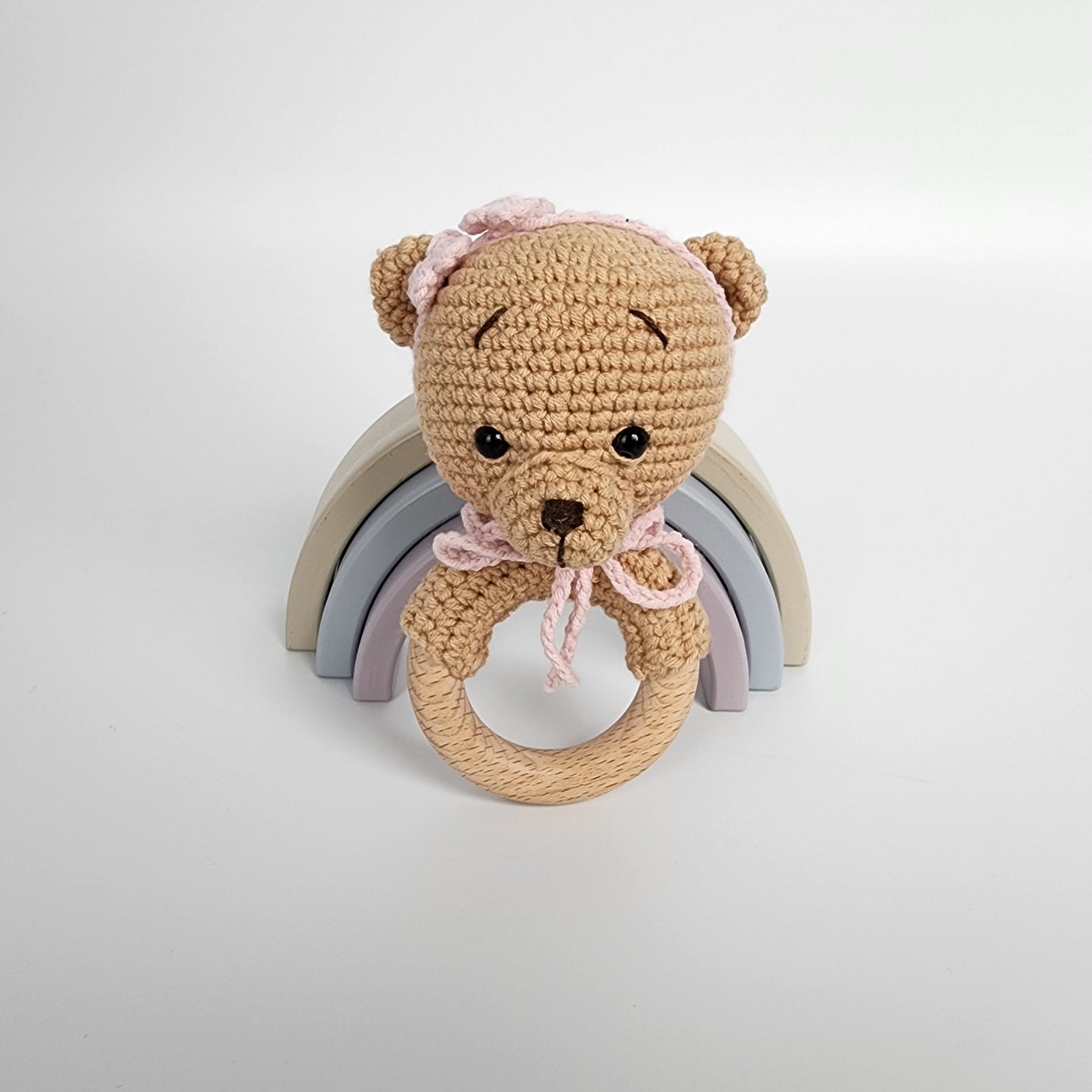 Handmade Crochet Bear Teething Rattle