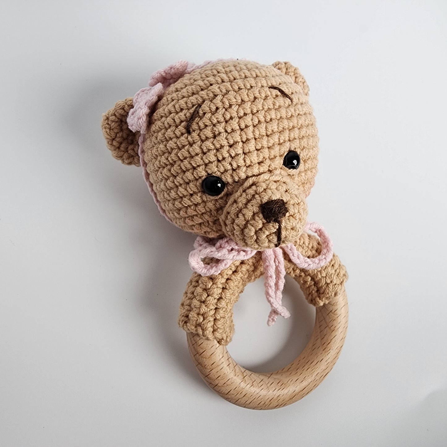 Handmade Crochet Bear Teething Rattle