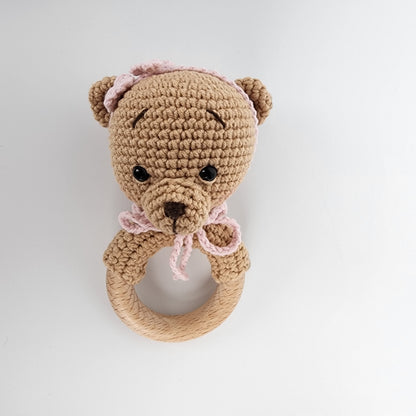 Handmade Crochet Bear Teething Rattle