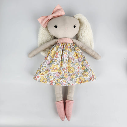'Sally'' Bunny Doll - Handmade Linen Soft Toy - (Pre-order)