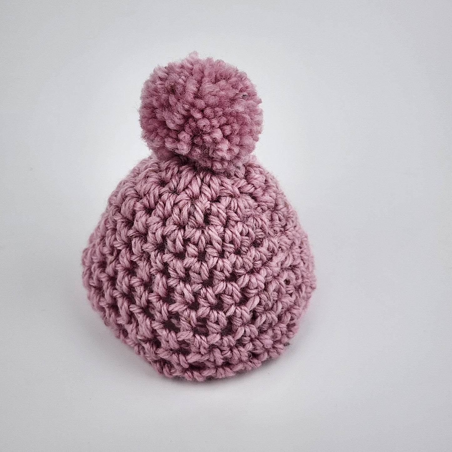 Crochet Wool Doll Beanie with pompom - pink