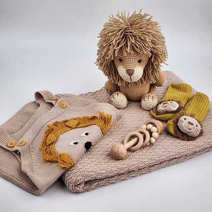 Made to Order- Lion Baby Gift Box Hamper - Handmade Soft Toy