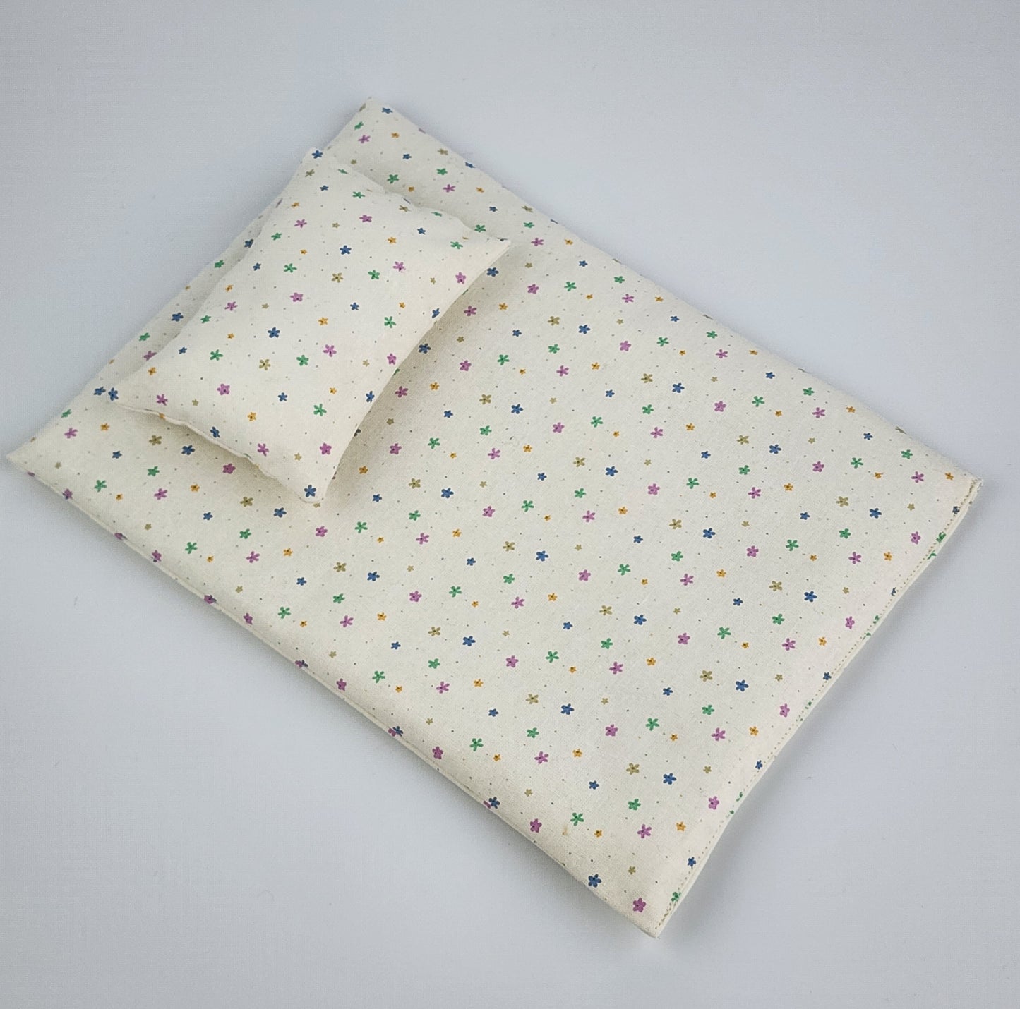 Cotton Doll Mattress and Pillow Set -Tiny Daisy Print