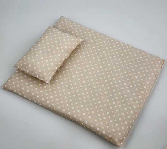 Cotton Doll Mattress and Pillow Set - Polka Dot