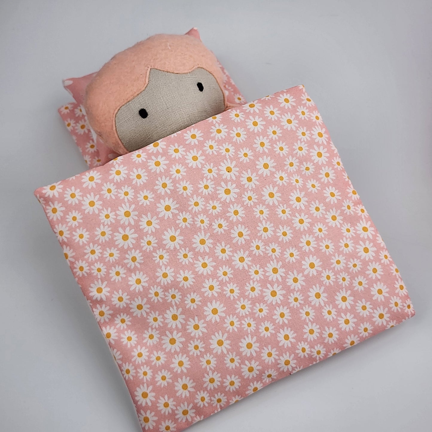 Daisy Cotton Reversible Doll Quilt/Blanket - Pink