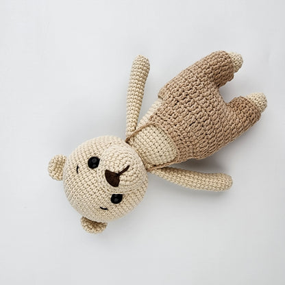 Handmade Crochet Teddy Bear Soft toy - Beige Overalls