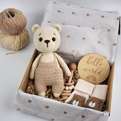 Pre-Order - Hello World Teddy Bear Baby Gift Box Hamper