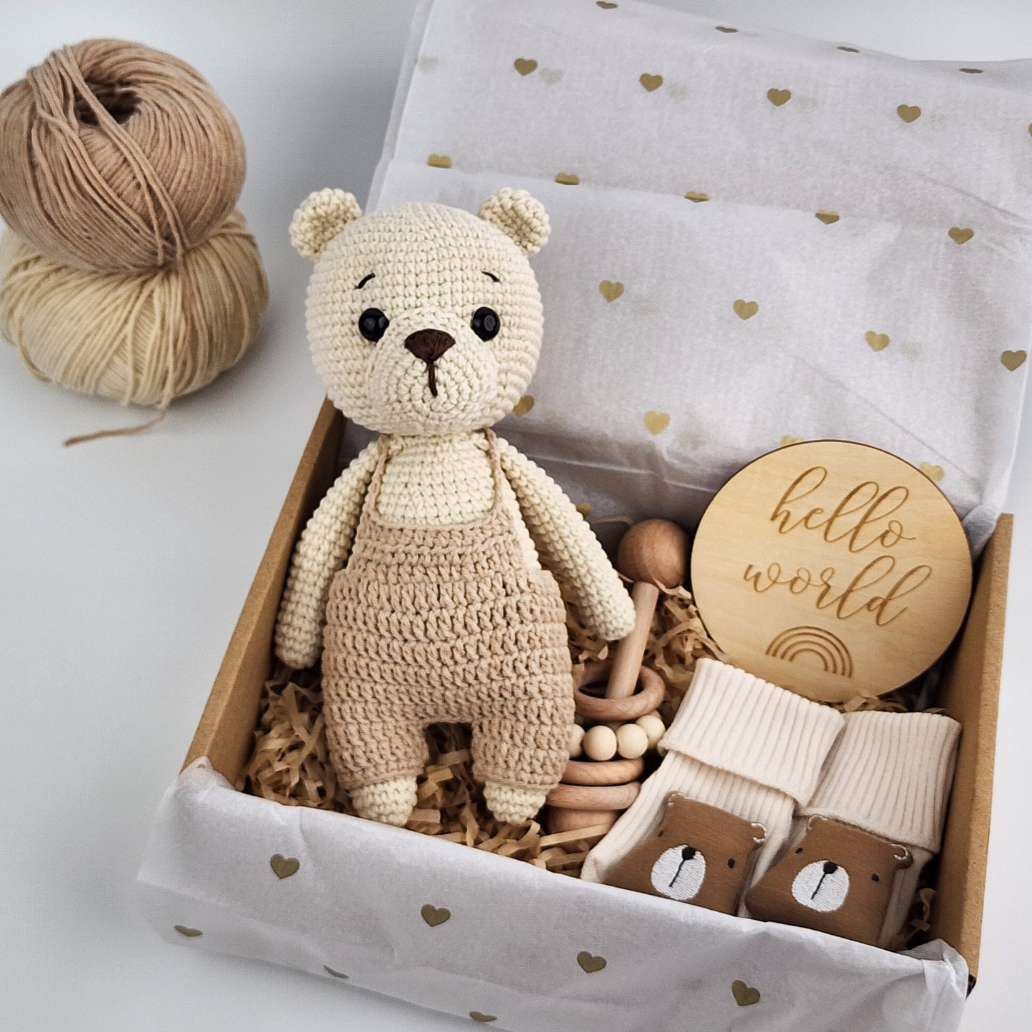 Pre-Order - Hello World Teddy Bear Baby Gift Box Hamper