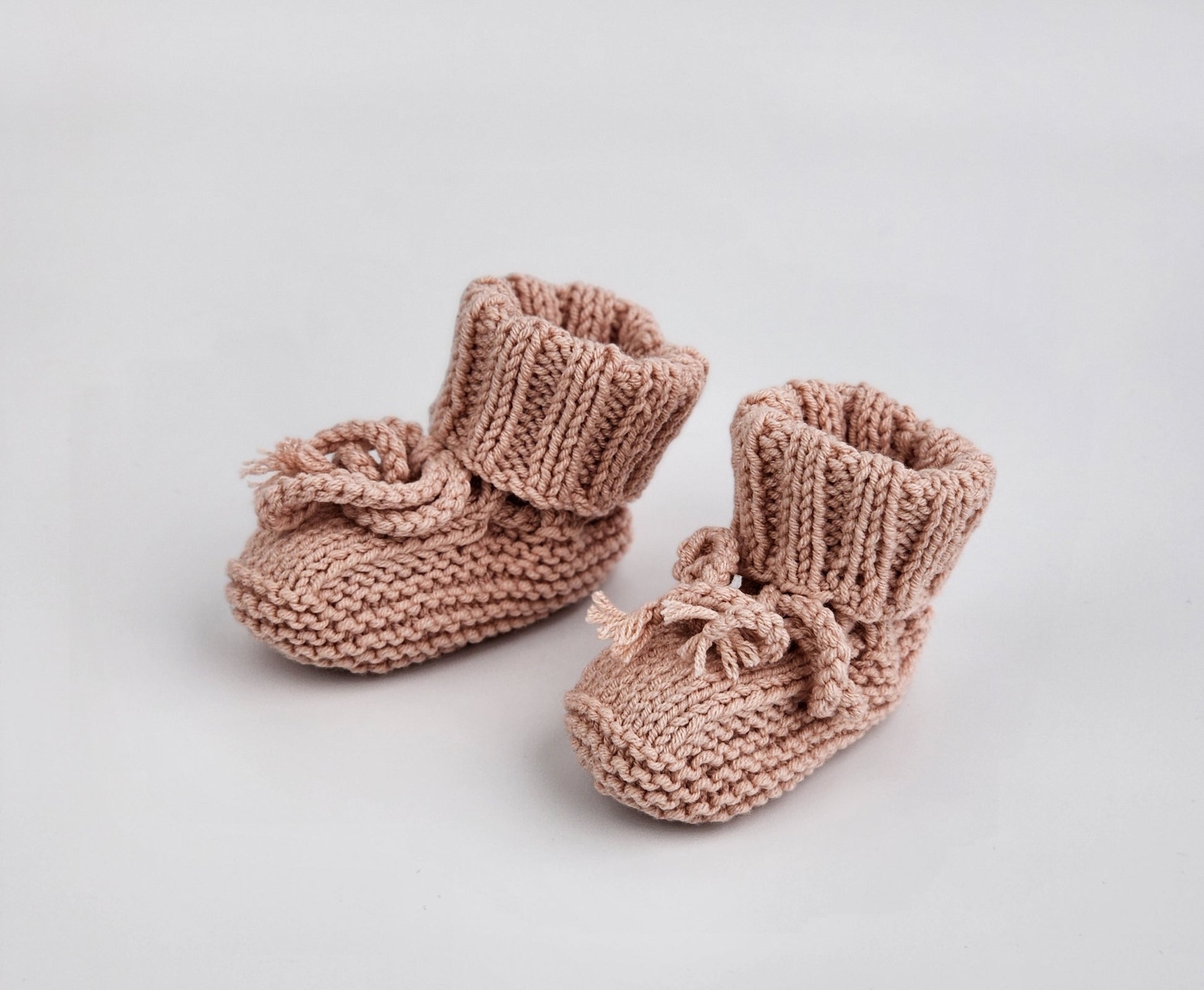 Handmade Knitted Baby Booties Powder Pink - Main Image