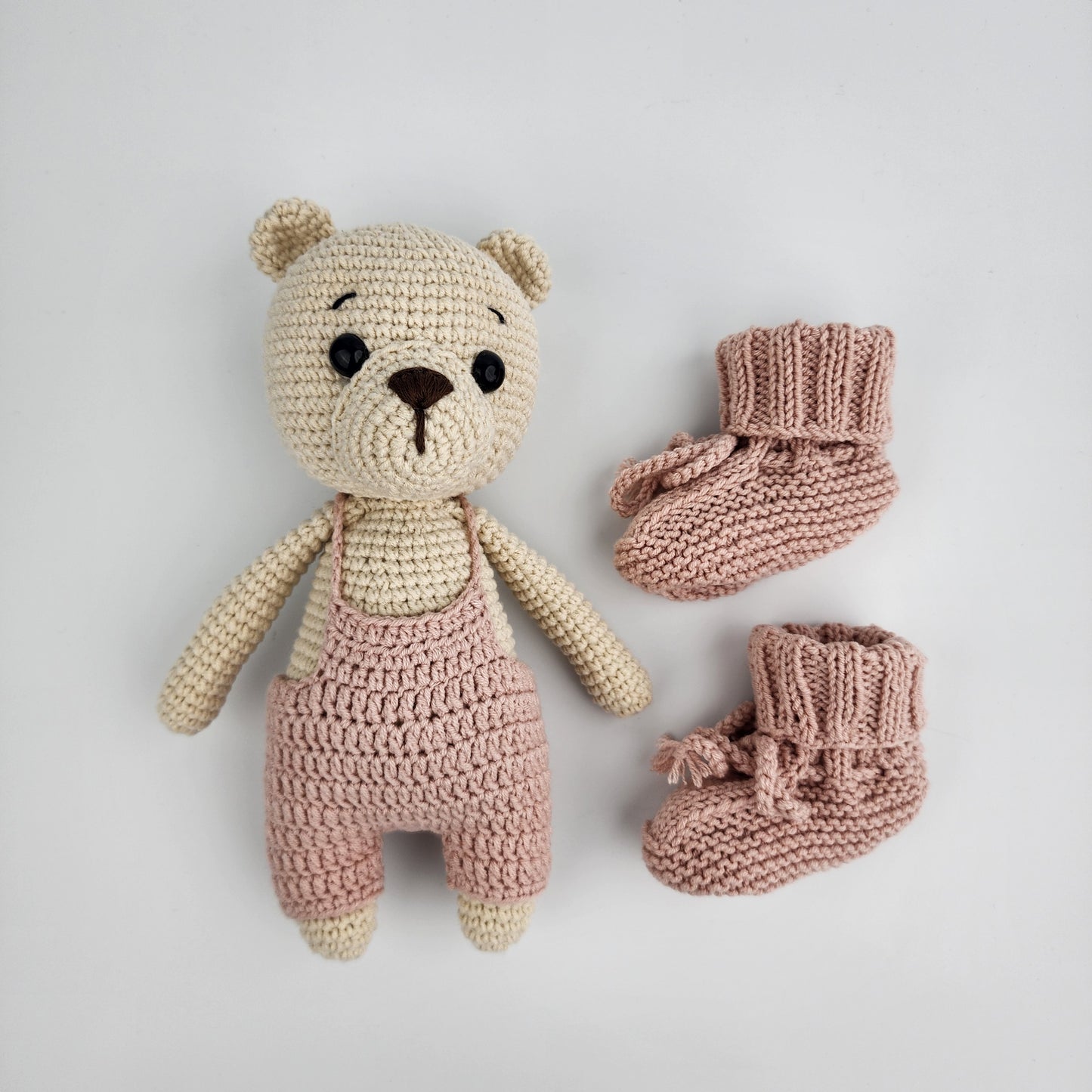 Teddy Bear -  Baby Gift Box Hamper - Powder Pink Overalls - Made to Order