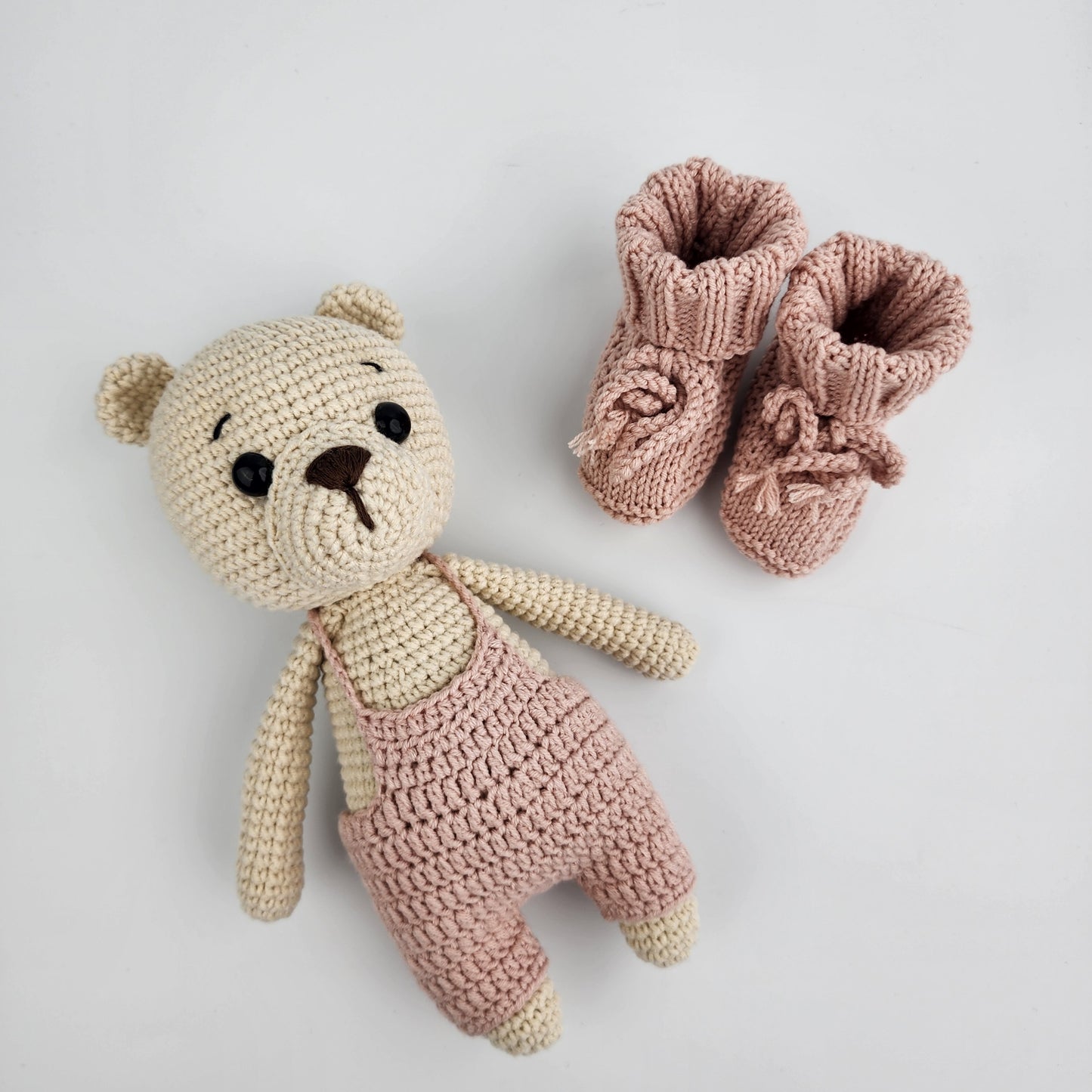 Teddy Bear -  Baby Gift Box Hamper - Powder Pink Overalls - Made to Order