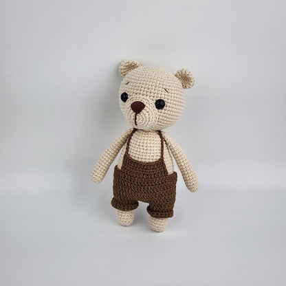 Pre-order - Handmade Crochet Teddy Bear Soft toy - Brown Overalls