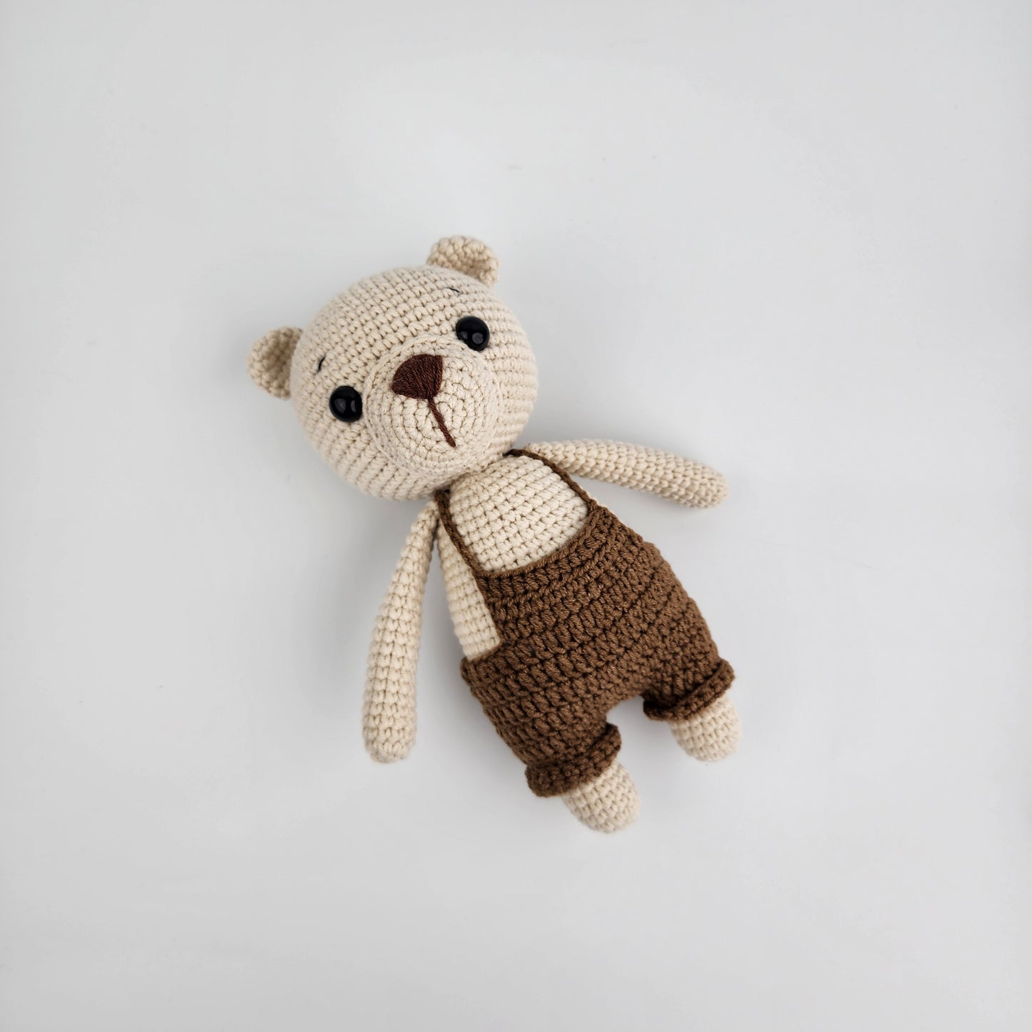 Pre-order - Handmade Crochet Teddy Bear Soft toy - Brown Overalls