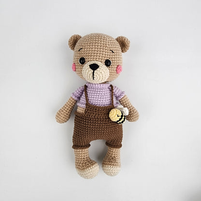 Pre-Order - Honey Bee Bear - Handmade Crochet Soft Toy