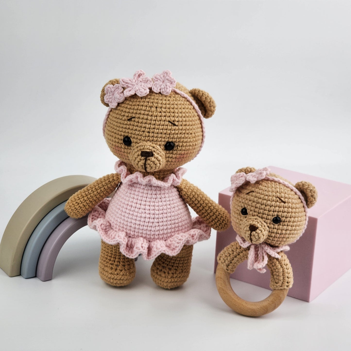 Pre-Order- Ballerina Teddy and Rattle Gift Box - Handmade Soft Toys