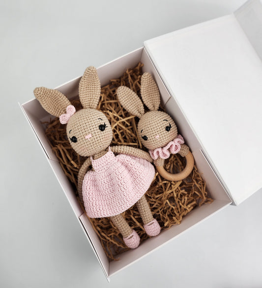 Pre-order - Sweet Bunny Baby Gift Box - Handmade Crochet Soft Toys