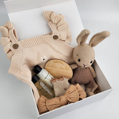 'Hello Baby' Bunny Gift Box Hamper - Handmade Crochet Bunny