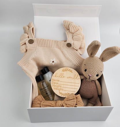 'Hello Baby' Bunny Gift Box Hamper - Handmade Crochet Bunny