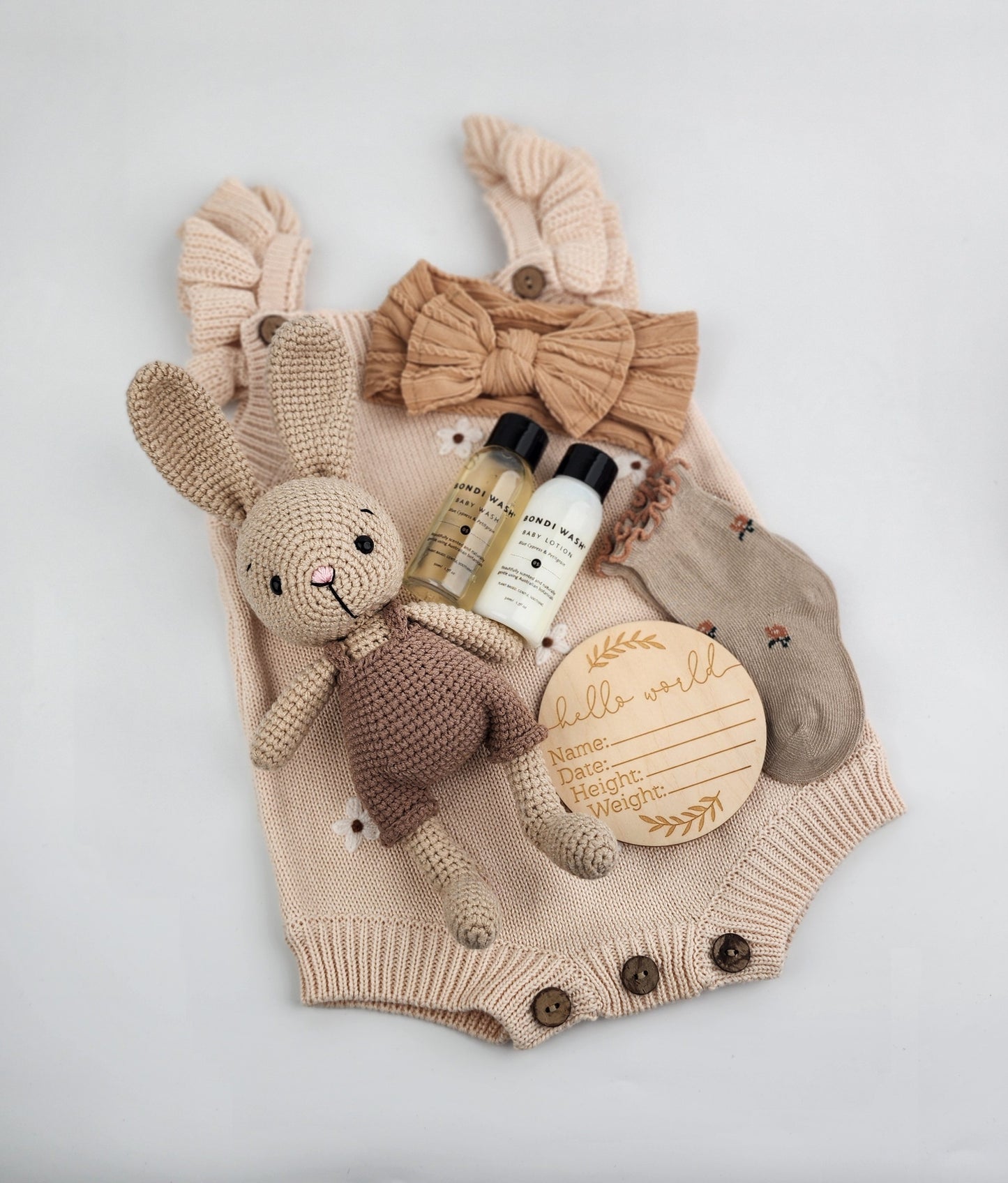 'Hello Baby' Bunny Gift Box Hamper - Handmade Crochet Bunny