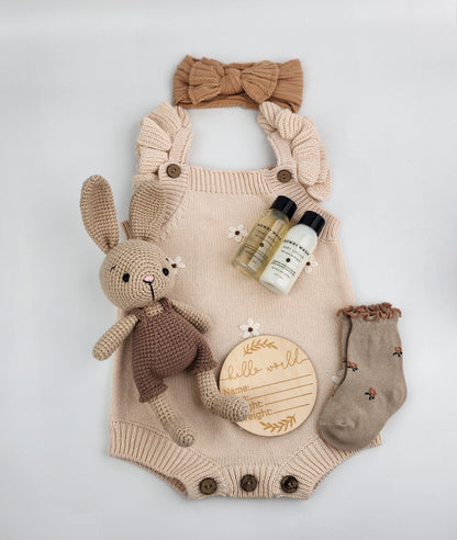 'Hello Baby' Bunny Gift Box Hamper - Handmade Crochet Bunny