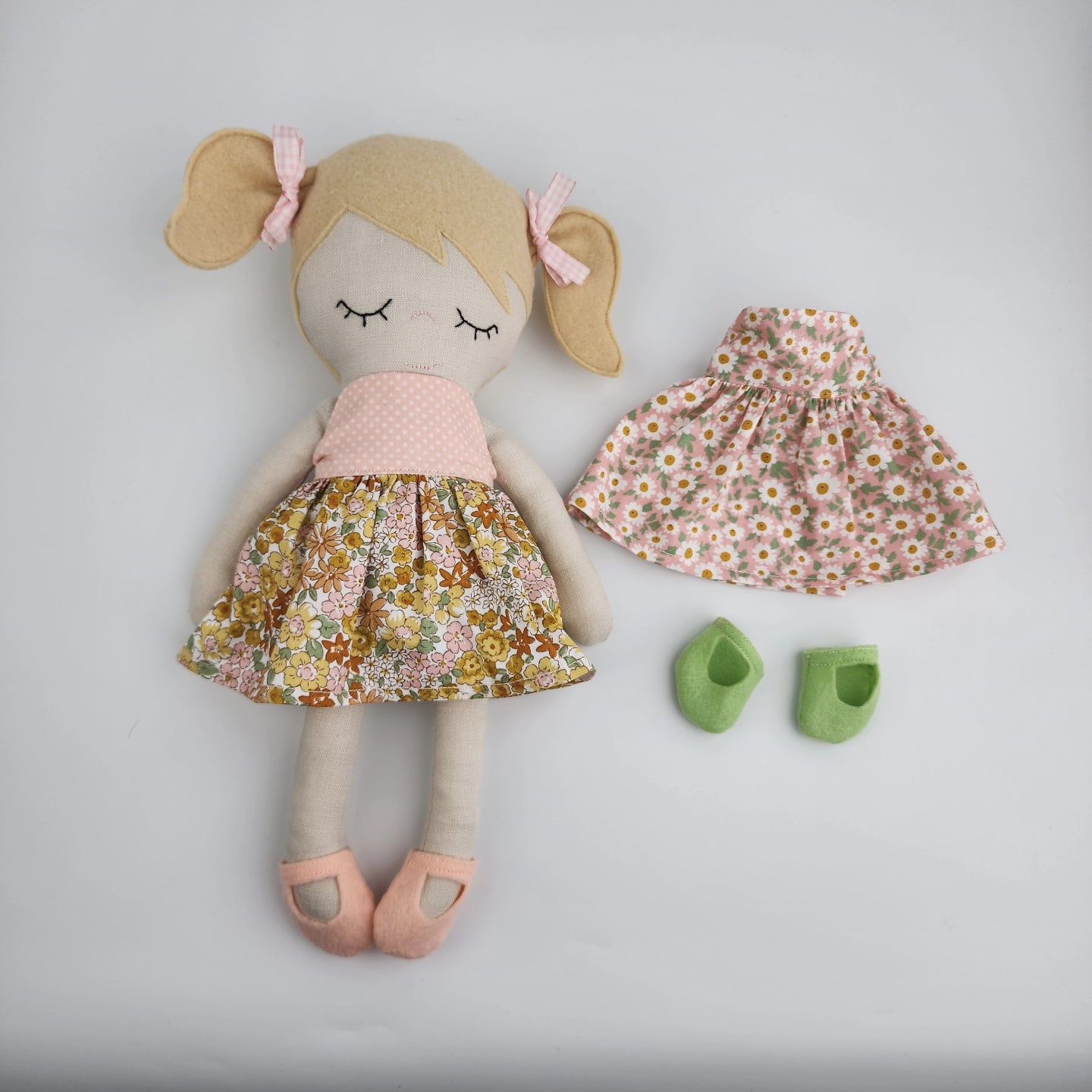 BUNDLE 'Cynthia'- Large 36cm Handmade Cloth Doll + one extra dress and shoes