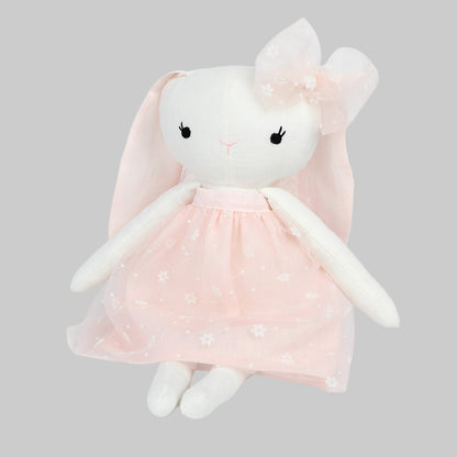 linen bunny soft toy doll pink dress