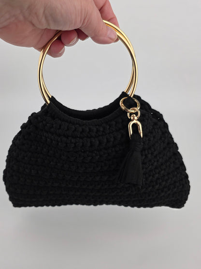 'Midnight' Stylish Day or Evening Crochet Handbag - Ready to Ship