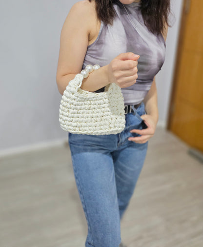 New Pearly White Crochet Bag