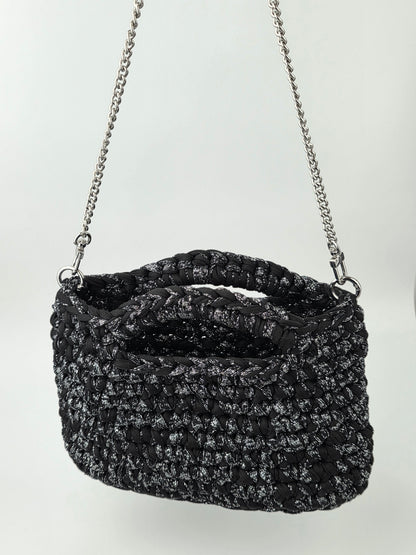 NEW Black with Silver Crochet Hand/shoulder bag
