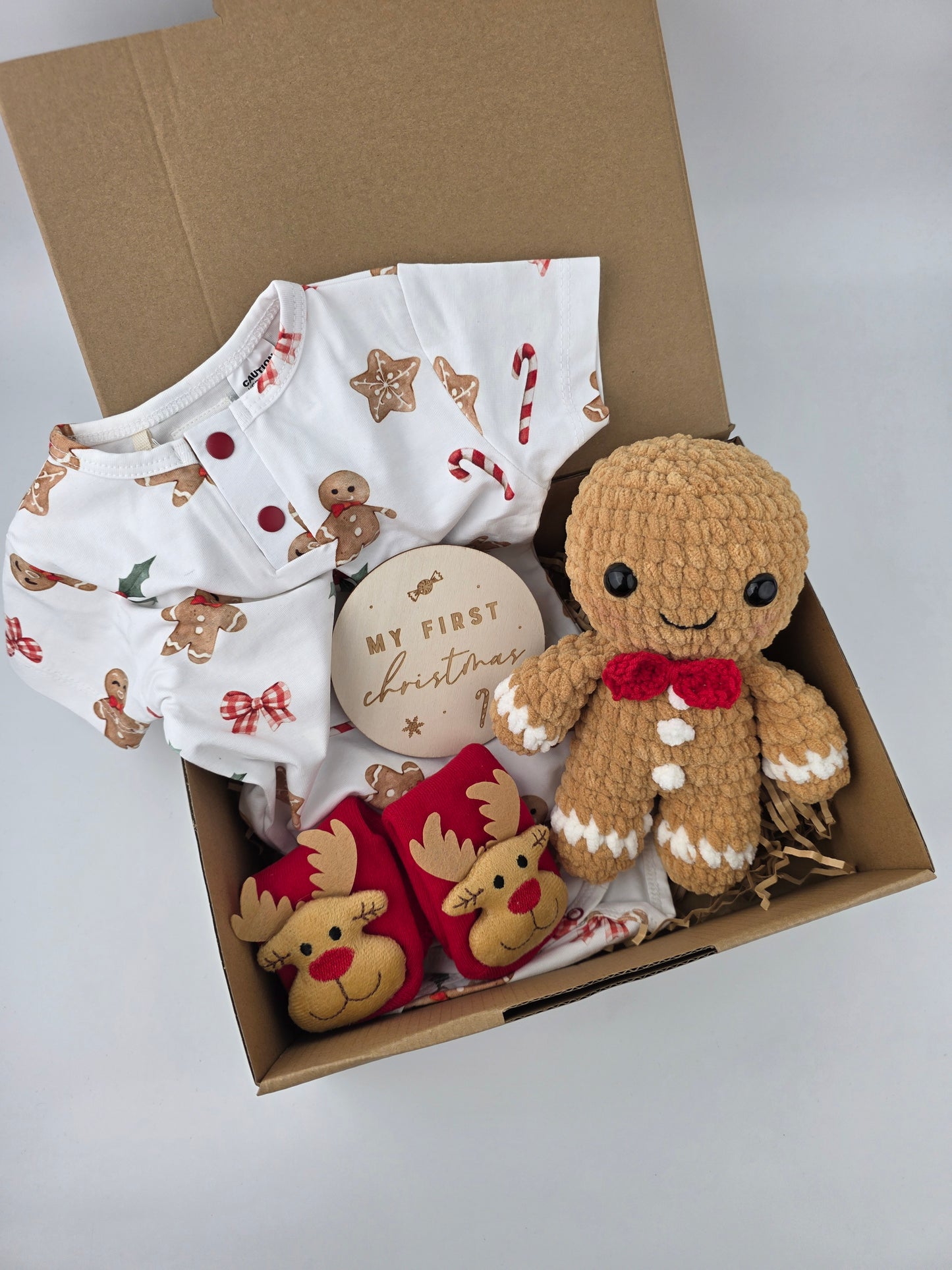 Baby's First Christmas - Gingerbread Man Gift Box Hamper - Ready to ship