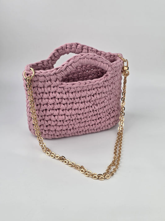 Mauvey Pink Crochet Hand/shoulder bag