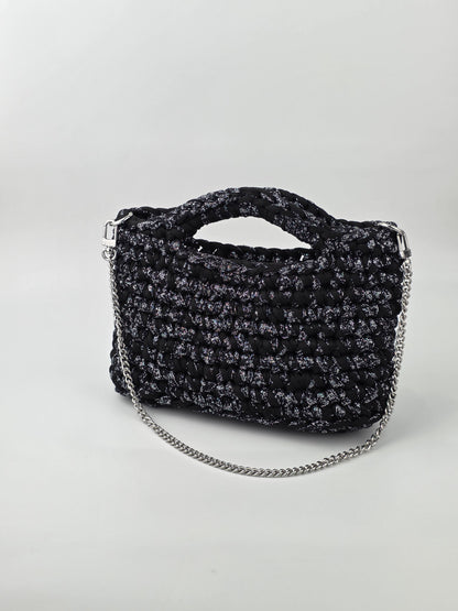 NEW Black with Silver Crochet Hand/shoulder bag