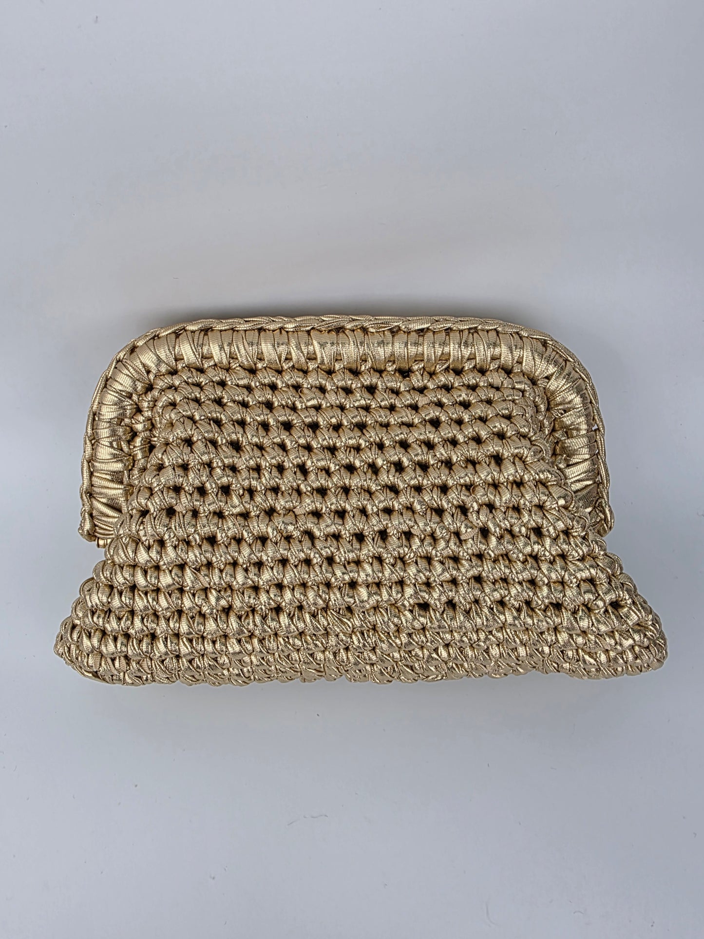 Golden Clutch Handmade Crochet Handbag - Ready to Ship