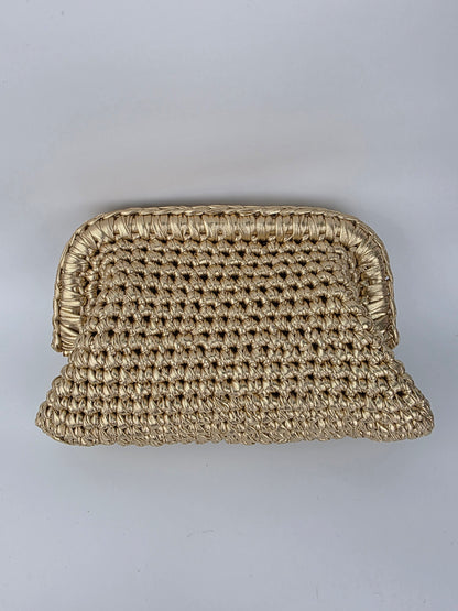 Golden Clutch Handmade Crochet Handbag - Ready to Ship
