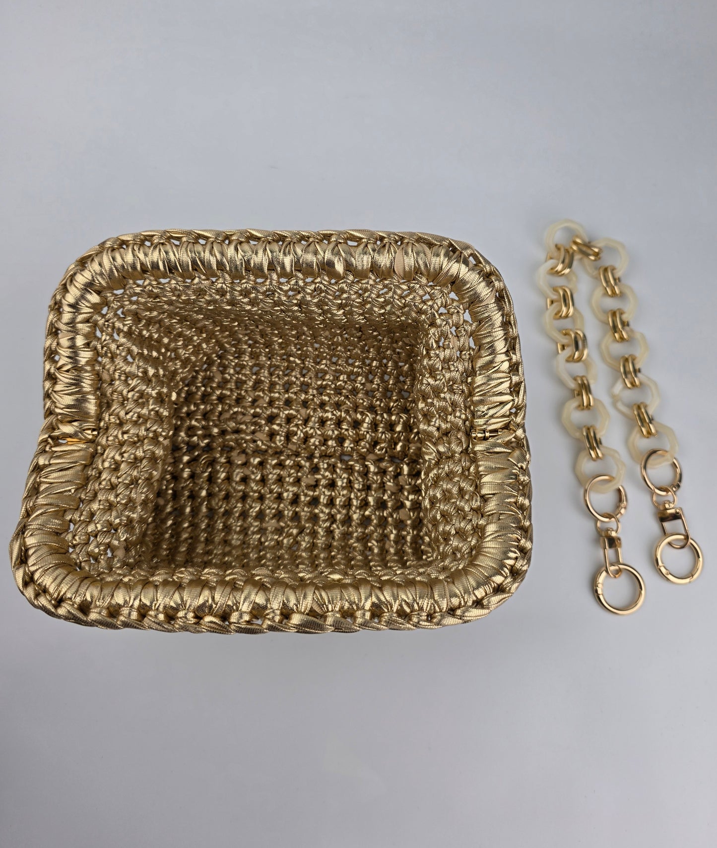 Golden Clutch Handmade Crochet Handbag - Ready to Ship