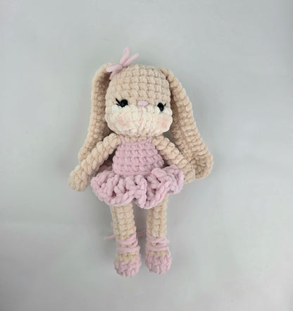 Bunny Ballerina Plush Doll - Handmade Crochet Soft Toy - Ready to Ship