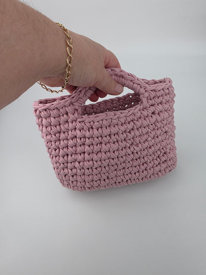 Mauvey Pink Crochet Hand/shoulder bag