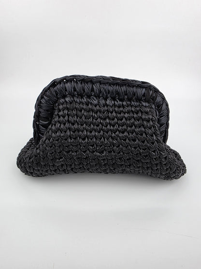 'Ebony' Crochet Clutch Handbag, Handmade, Leather Look - Ready to Ship