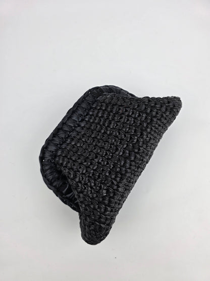'Ebony' Crochet Clutch Handbag, Handmade, Leather Look - Ready to Ship
