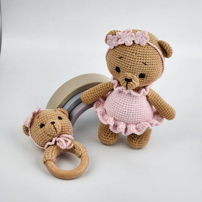 Pre-Order- Ballerina Teddy and Rattle Gift Box - Handmade Soft Toys